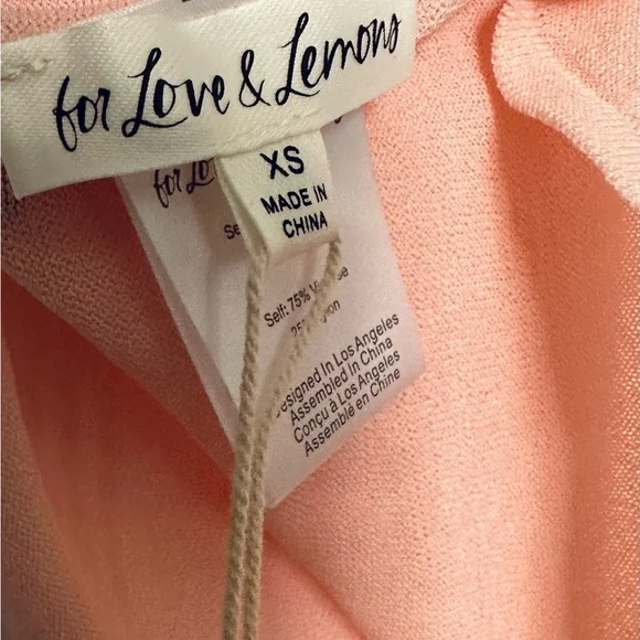 For Love and Lemons Pink Sadie Turtleneck Ruched Sleeve Top XS NEW NWT - Picture 4 of 4